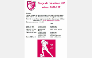 Stage de pré-saison U15